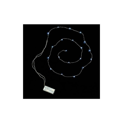 Striscia Rame Argento con 20 luci LED Bianche (Senza batterie) 190 cm. 1 Pezzo, Taglia Unica. - Eurocinsa