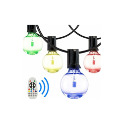 SUNTHIN Catena luminosa per esterni e interni, cambia colore, con telecomando, IP45, 16 metri con 24 lampadine G40 RGBW dimmerabili con 1 lampadina en oferta
