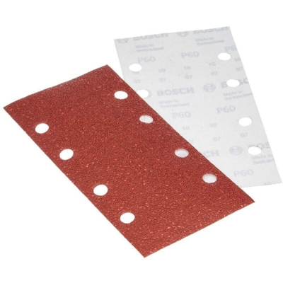 BOSCH - 10 FOGLI DI CARTA ABRASIVA PER LEVIGATRICE ORBITALE - 93x185 - G60 - 8 fori