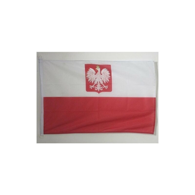 Bandiera Polonia con Aquila 90x60cm per Esterno - Bandiera Polacca con Stemma 60 x 90 cm - Az Flag