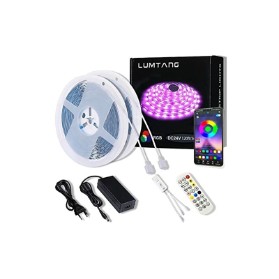 Striscia LED RGB 36 m SMD 5050 LED, controllo app, sincronizzazione musicale, 24 tasti e telecomando Bluetooth con alimentatore di rete UL (36M)