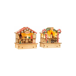Small Foot 11787 WeihnachtsmarkthÃ¼tten Crepes und SÃ¼Ã?es aus Holz, Zwei HolzhÃ¼tten mit LED-Beleuchtung, Weihnachtsdeko beleuchtet Decorazione, en oferta