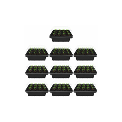 10 contenitori trasparenti in plastica, 12 fori, vassoio per semina idratante, anticalore, mini serra per semina con coperchio per camminata e en oferta