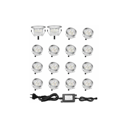 Dystaval - Set di 16 faretti LED da incasso per terrazze, legno, impermeabile IP67, faretti da incasso esterni, 0,6 W DC12 V, luce bianca, kit mini características