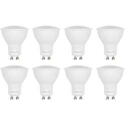 Asupermall - Lampadina intelligente WiFi GU10 8Pcs 5W 450LM 2700K-6500K RGB + CCT Luce regolabile Controllo vocale APP Telecomando,8 pezzi características