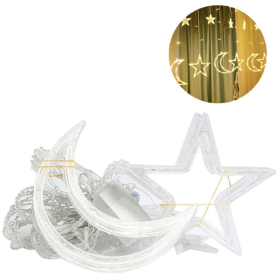 BZ1636 220v Eu Plug 138 Lights 3 Star 3 Moon 6 Small Pentagram Night Curtain Lights Lampada a led String String Fairy Light Holiday Lights Curtain