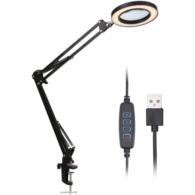 Asupermall - Lente d'ingrandimento Lente d'ingrandimento con LED Luce a morsetto con morsetto Ingrandimento 8X 10 livelli Luminosita regolabile