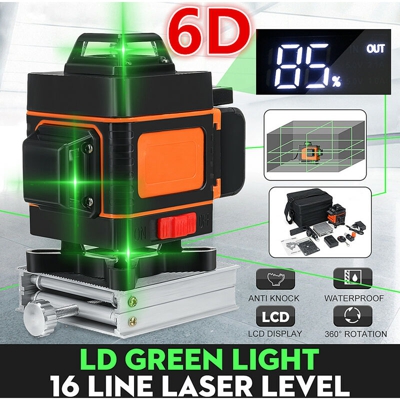 6D 16 linee livello laser a luce verde autolivellante croce di misurazione rotante 360 ​​° & # 8203; & # 8203; °