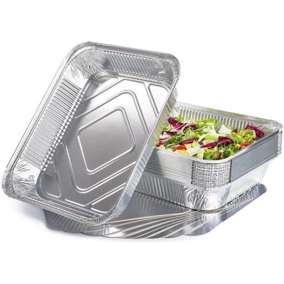 Vaschette in Alluminio 25pz Contenitore Monouso Alimenti 6 Porzioni + Coperchi