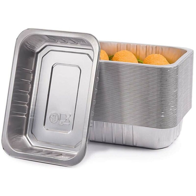 Vaschette in Alluminio 50pz Contenitore Monouso Alimenti 2 Porzioni Extra Rigidi