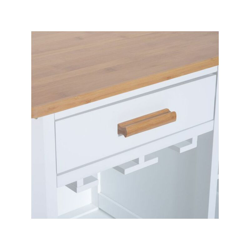 Mobiletto da Cucina con Ruote,Portabottiglie e Porta Bicchieri in Bambù - Easycomfort precio