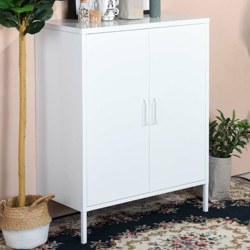 Mobile Madia 2 Ante 3 Ripiani Mobiletto Credenza Design Moderno Metallo Bianco precio