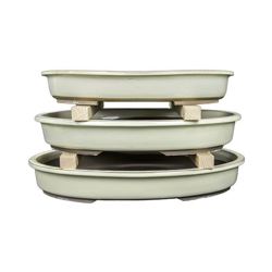 Vasi per bonsai Giapponesi Morrisan ovali in gres smaltati bianco (Set da n.3 pezzi) - B23-43 características