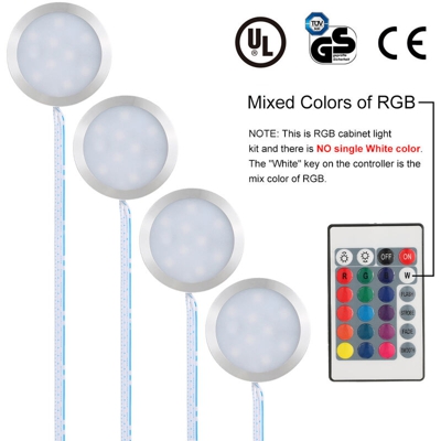 Asupermall - Set di 4 In Kit luce del Governo RGB 9LEDs Puck lampada Telecomando IR Multi-color dimmerabile Mood Lighting per Under Cucina display