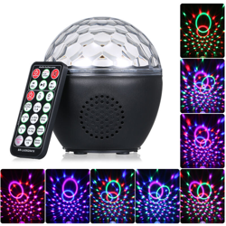 Luce a sfera da discoteca ricaricabile USB con telecomando IR Connessione BT Altoparlante musicale Luce attivata dal suono per feste Camera dei características