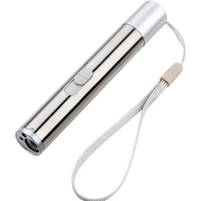 Asupermall - Mini torcia portatile 3-in-1 Torcia a LED portatile Torcia USB ricaricabile,Argento
