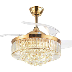 Asupermall - Y42-A099FJ Ventilatore a soffitto da 42 pollici Crystal 200-240V Plafoniera a LED Lama retrattile Regolabile Velocita del vento en oferta