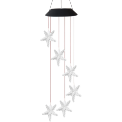 Asupermall - Lampada a campana a vento solare 6 colori che cambiano stile LED Starfish / Wishing Bottle,Bianco | Starfish características