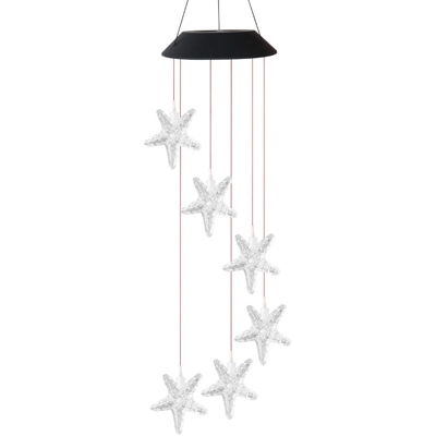 Asupermall - Lampada a campana a vento solare 6 colori che cambiano stile LED Starfish / Wishing Bottle,Bianco | Starfish