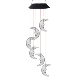 Asupermall - Lampada per campanello a vento solare 6 colori che cambiano LED Colorato / trasparente Libellula Sole / Luna trasparente,Transpatent Moon características