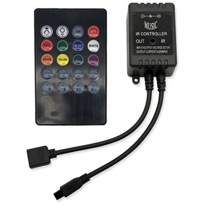 20Key Diodi emettitori di luce Controller IR Sensore audio Telecomando DC12V per diodi emettitori di luce RGB Due strisce,Nero