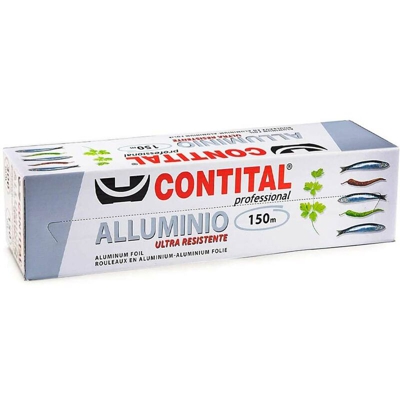 Rotolo Alluminio Conservazione Cibi e Alimenti 150 mt x 30 cm con Astuccio