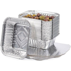 Vaschette in Alluminio 50pz Contenitore Monouso Alimenti 1 Porzione + Coperchi en oferta