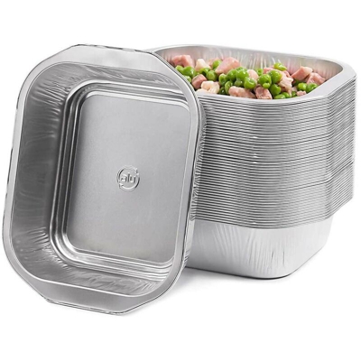 Vaschette in Alluminio 50pz Contenitore Monouso Alimenti 1 Porzione Extra Rigidi