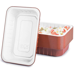 Vaschette in Alluminio 50pz Contenitore Monouso Alimenti 2 Porzioni Terracotta características