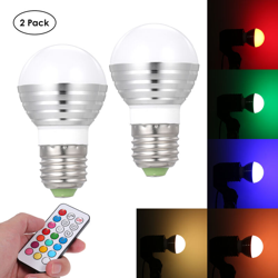 Asupermall - CA 85-265 V 3 W RGB L-ED + Lampadina bianca calda con telecomando Telecomando E27 Base Socket Holder 2 PCS Dotato di funzione memoria / precio