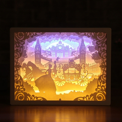 3D Paper Carving Night Light LED Papercut Light Box Sculptures Frame Gift Decorative Desktop Lamp
