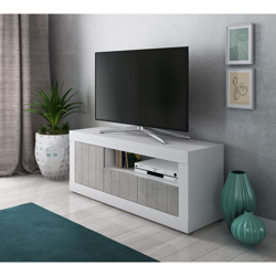 Dmora Mobile da soggiorno porta TV con tre ante e un vano aperto, cm 137 x 42 x h56, colore Bianco e cemento características