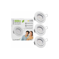3x Faretto da incasso a LED grado di protezione IP44 ultrapiatto 4W 400 lm 230V (lampadina sostituibile) orientabile a 30Â° calda luce bianca per en oferta