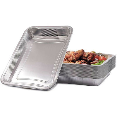 Vaschette in Alluminio 25pz Contenitore Monouso Alimenti 8 Porzioni con Maniglie