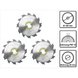 Festool 3x Lama per sega circolare Panther 160 x 20 x 2,2 mm PW12 ( 3x 496301 ) en oferta