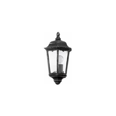 Eglo Navedo, lampada da parete per esterni a 1 luce, lampada da parete in alluminio pressofuso e vetro, colore: nero, argento patina, attacco: E27,