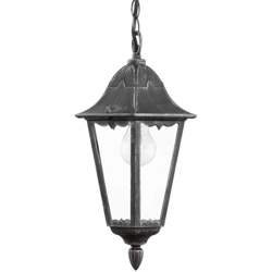 Eglo Navedo, lampada a sospensione da esterno a 1 luce, lampada a sospensione in alluminio pressofuso e vetro, colore: nero, argento patina, attacco: características