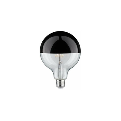 Paulmann 28679 LED filamento G125 6 Watt Lampadina 2700 K Bianco Caldo dimmerabile E27 6.5 W, Testina a Specchio Cromo Nero