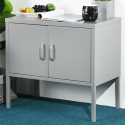 Mobile Madia 2 Ante Mobiletto Credenza Design Moderno Metallo Grigio 60x35x55cm precio