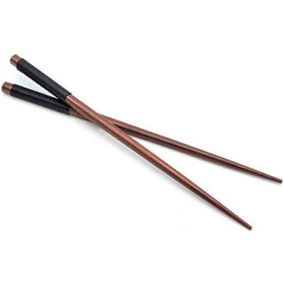vhbw paio di bacchette per cibo chopsticks in legno - marrone, design antiscivolo scuro