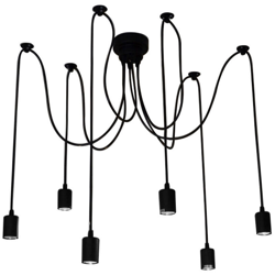 6 Arms (ciascuno con cavo 1.8m) Antique Classic Ajustable Lampada da soffitto a soffitto fai-da-te leggero E26 Retro lampadario pendente a en oferta