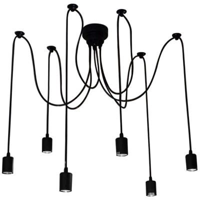6 Arms (ciascuno con cavo 1.8m) Antique Classic Ajustable Lampada da soffitto a soffitto fai-da-te leggero E26 Retro lampadario pendente a