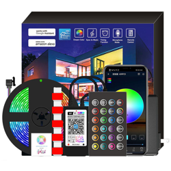 Striscia luminosa RGB Striscia LED intelligente Illuminazione e regolazione musicale Controllo vocale 5 metri Spina americana IP65 impermeabile 150 características