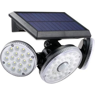 Lampada da parete Sloar a tre teste con tre modalita di illuminazione IP65 70LED / 78LED / 70COB,70LED