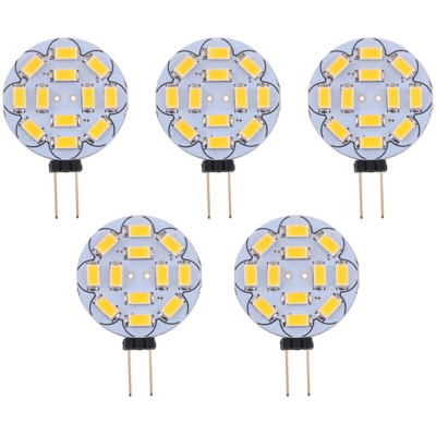 Asupermall - 5Pcs G4 Base 12 Diodo a emissione di luce 5730 Lampada SMD Lampada a risparmio energetico 12VDC,Bianco caldo