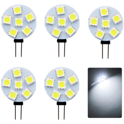 Asupermall - 5Pz G4 Lampade di base 6 Diodo a emissione luminosa SMD 5730 180LM Lampada a pin a risparmio energetico DC12V (bianco freddo),Bianco en oferta