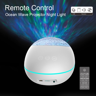 Luce del proiettore a onde oceaniche con telecomando con 8 modalita di illuminazione Luminosita BT Musica Altoparlante regolabile Macchina e supporto