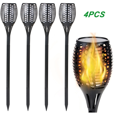 Fiamme tremolanti solari Torce Luci Riflettore solare esterno Decorazione del paesaggio Illuminazione Dusk to Dawn Auto On / Off Sicurezza Torcia