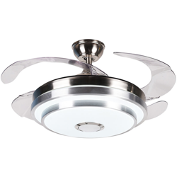 Ventilatore da soffitto moderno da 42 '' con luce a LED Luce tricolore con lettore musicale Bluetooth intelligente e telecomando Velocita di precio