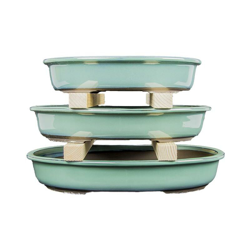 Vasi per bonsai Giapponesi Morrisan ovali in gres smaltati verde (Set da n.3 pezzi) - B23-44 características